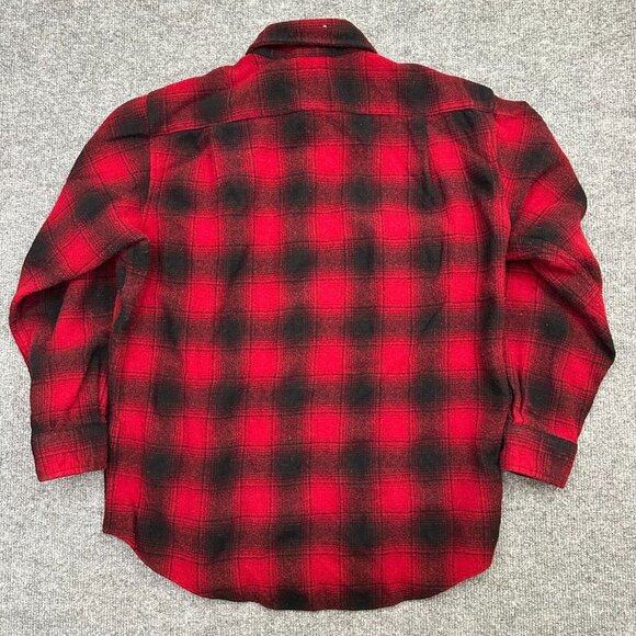 Pendleton Flannel Shirt Men's Large Red Black Plaid Wool Long Sleeve Button-Up - Picture 5 of 13